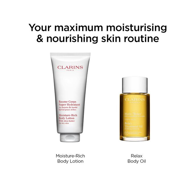 Moisturising and nourishing skin routine with Moisture-Rich Body Lotion and Relax Body Oil