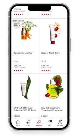 Clarins app screen